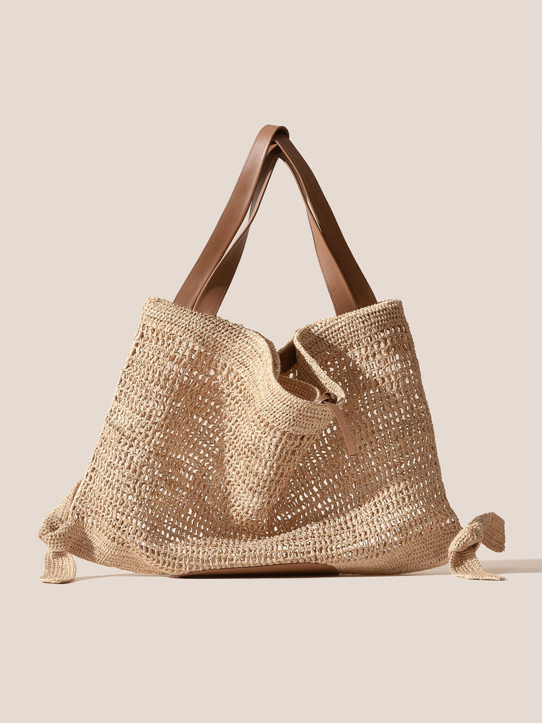 CADOR RAFFIA MESH - Slouchy Shoulder Bag - Natural/Tan - HEREU