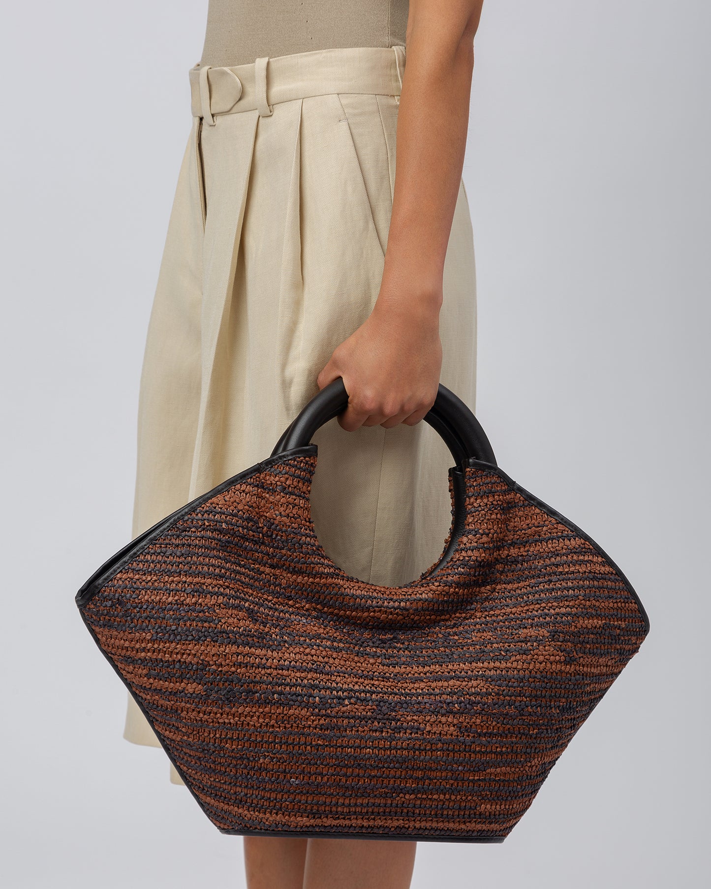 CABASSA RAFFIA BICOLOUR - Round-handle Tote Bag