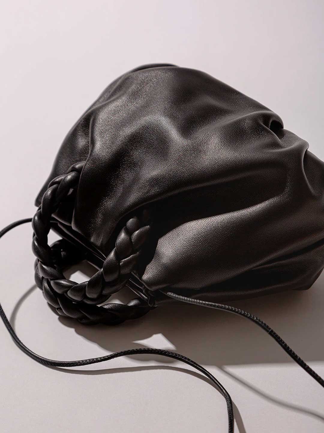 BOMBON - Small Plaited-handle Leather Crossbody Bag