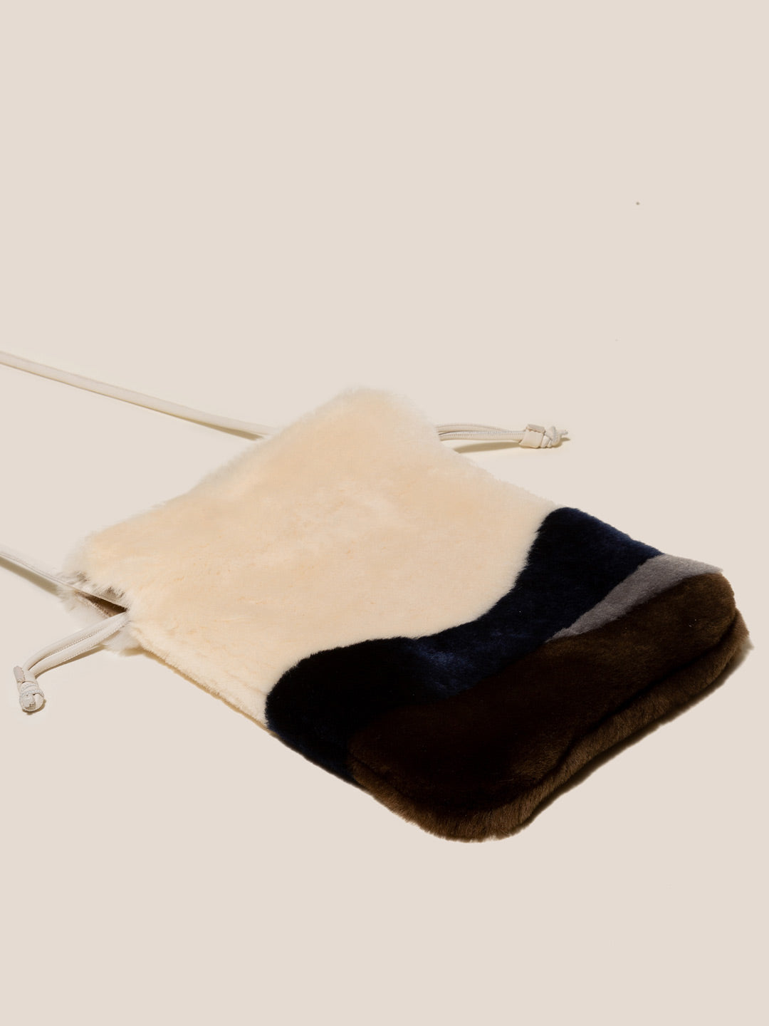 PAISA - Shearling Patchwork Drawstring Crossbody Bag