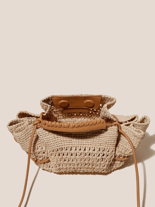 ARTA MINI CROCHET RAFFIA - Pleated Crossbody Bag