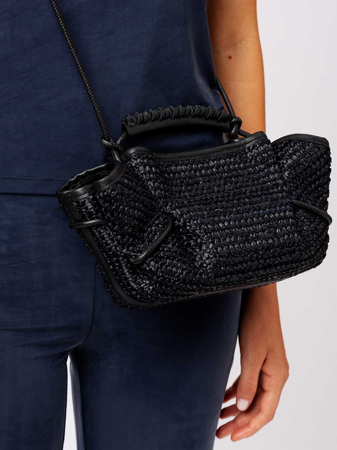 ARTA MINI RAFFIA - Pleated Crossbody Bag