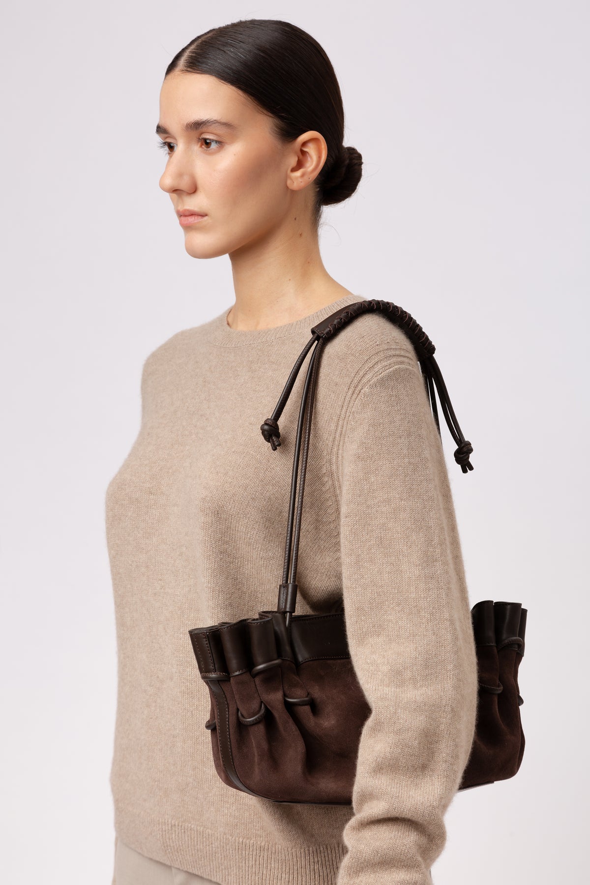 ARTA SUEDE - Pleated Shoulder Bag