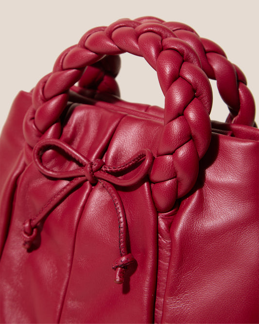 BOMBON BOW - Plaited-handle Leather Handbag
