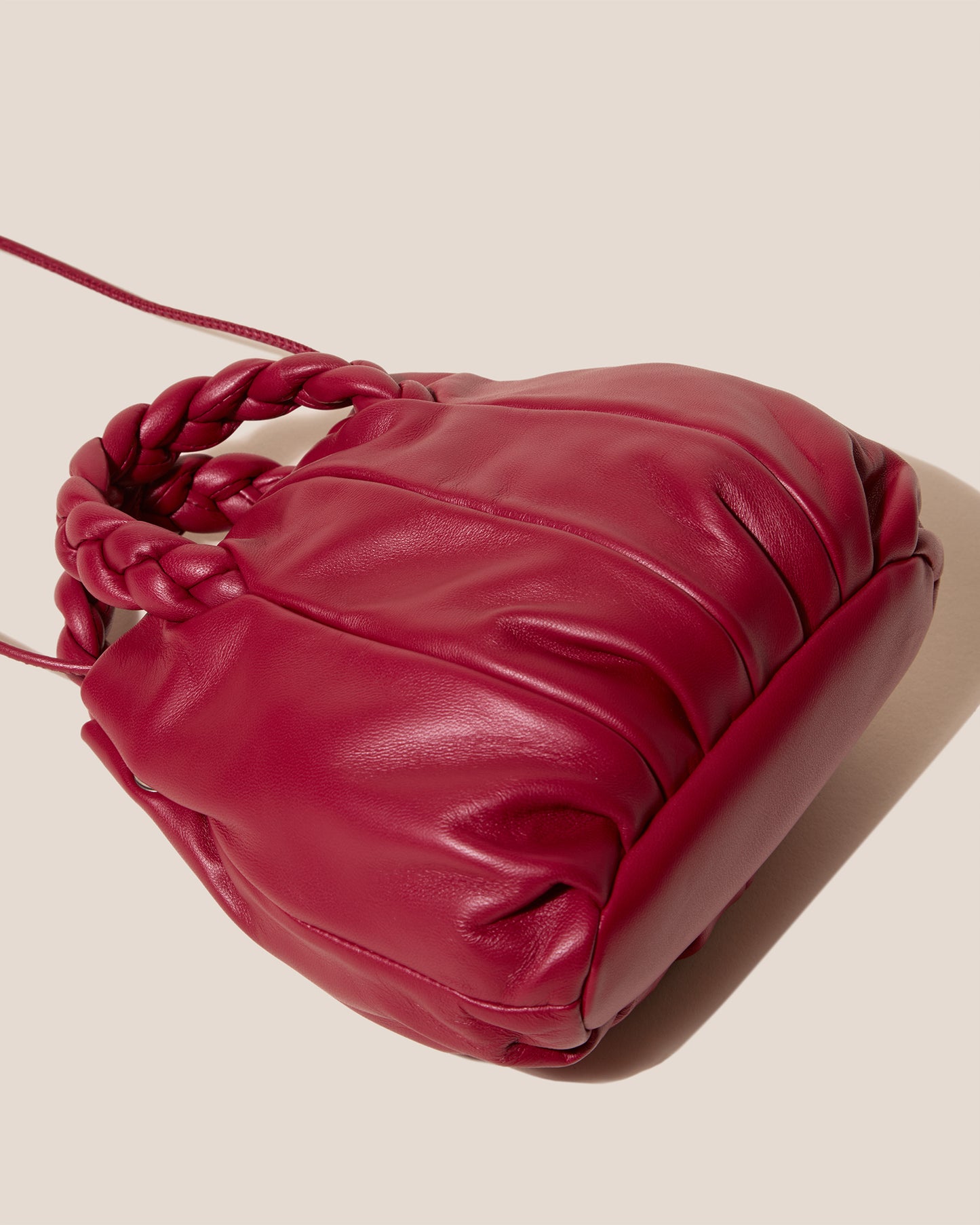 BOMBON BOW - Plaited-handle Leather Handbag