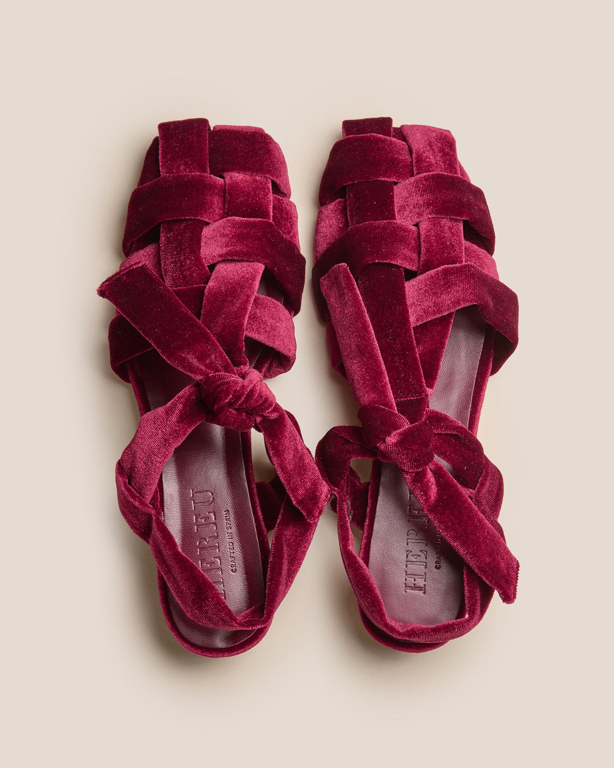 BENA MID VELVET - Interwoven Knotted T-Bar Heeled Sandal