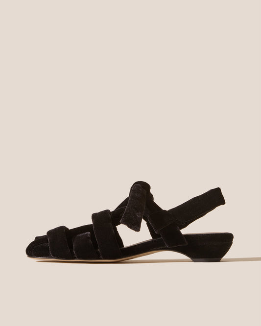 BENA MID VELVET - Interwoven Knotted T-Bar Heeled Sandal
