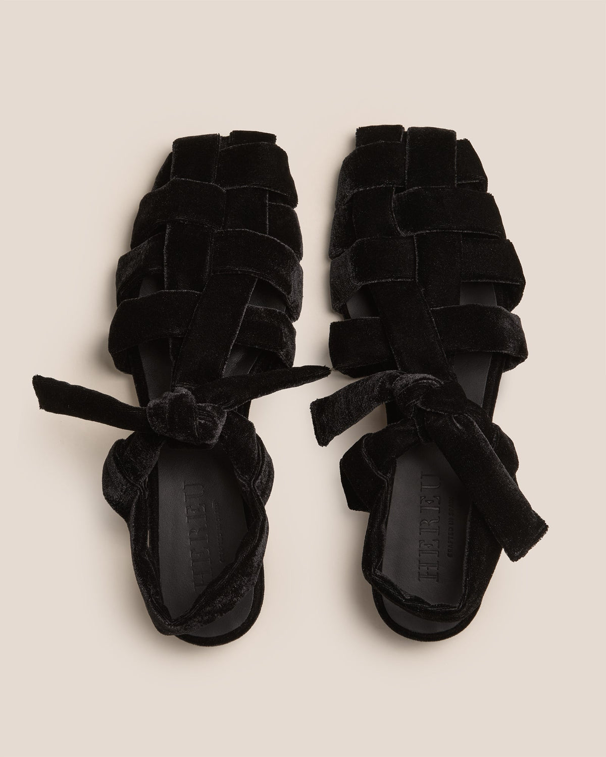 BENA MID VELVET - Interwoven Knotted T-Bar Heeled Sandal