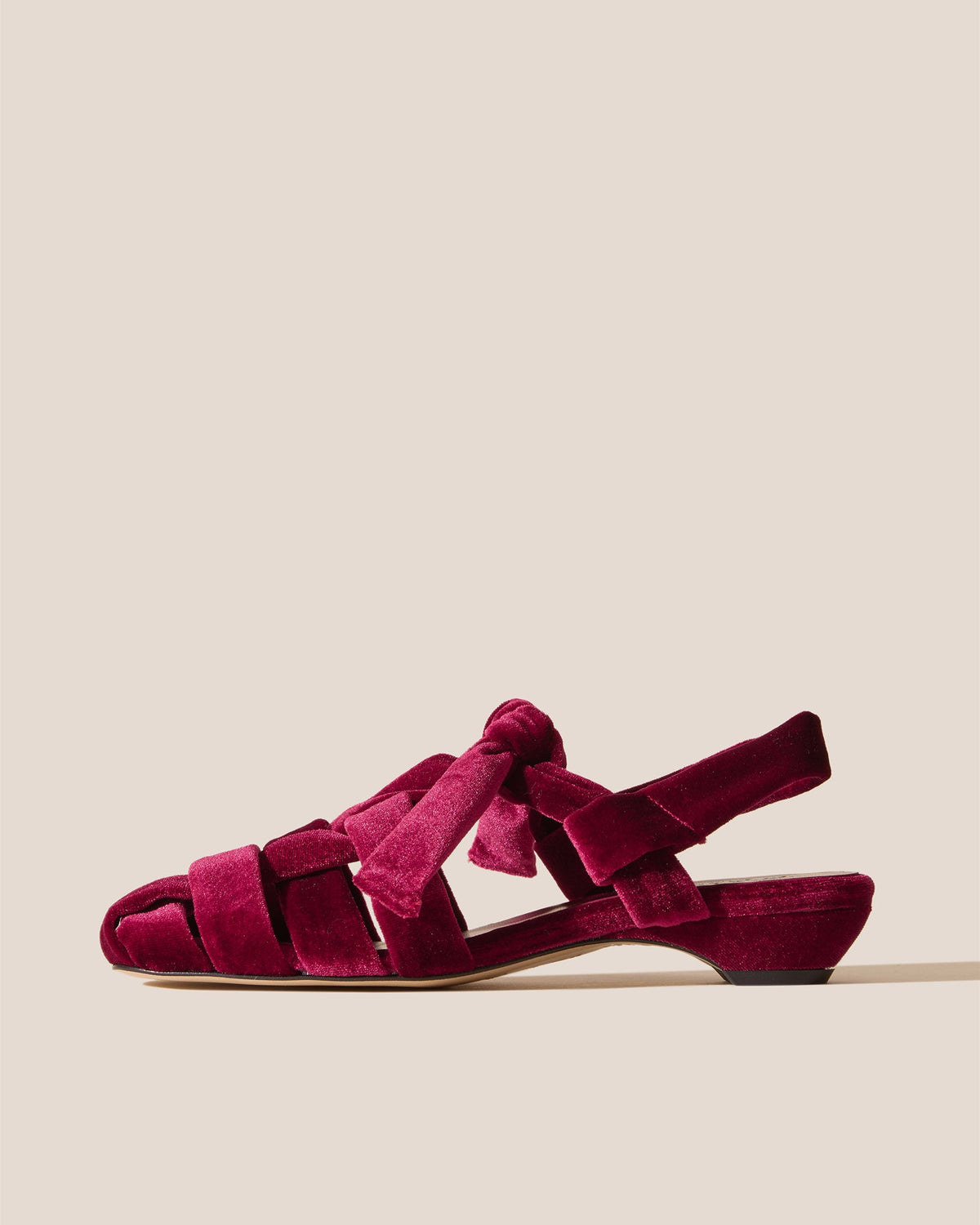 BENA MID VELVET - Interwoven Knotted T-Bar Heeled Sandal