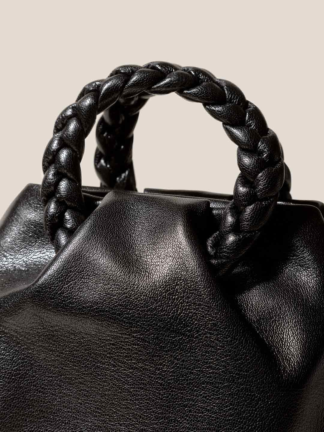 BOMBON M SUPPLE SHINY - Plaited-handle Leather Crossbody Bag