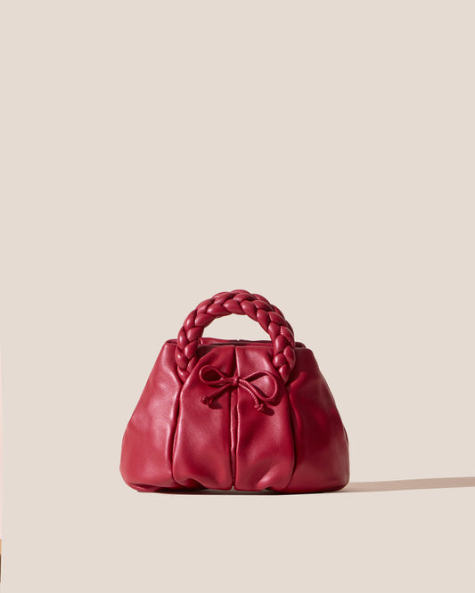 BOMBON BOW - Plaited-handle Leather Handbag