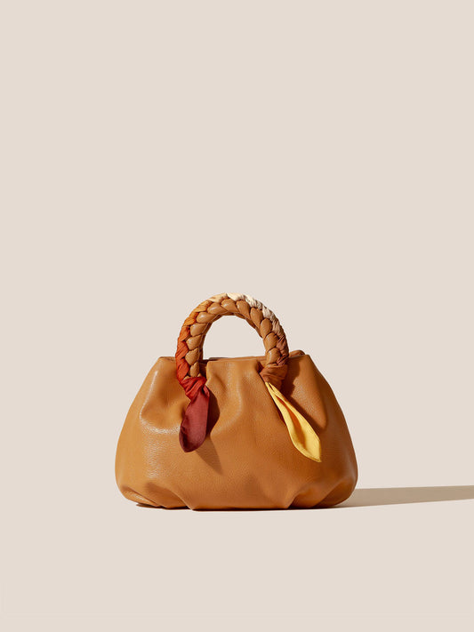 BOMBON FOULARD - Plaited-handle Leather Handbag