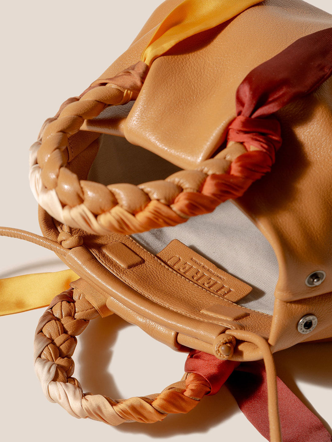 BOMBON FOULARD - Braided-handle Leather Handbag