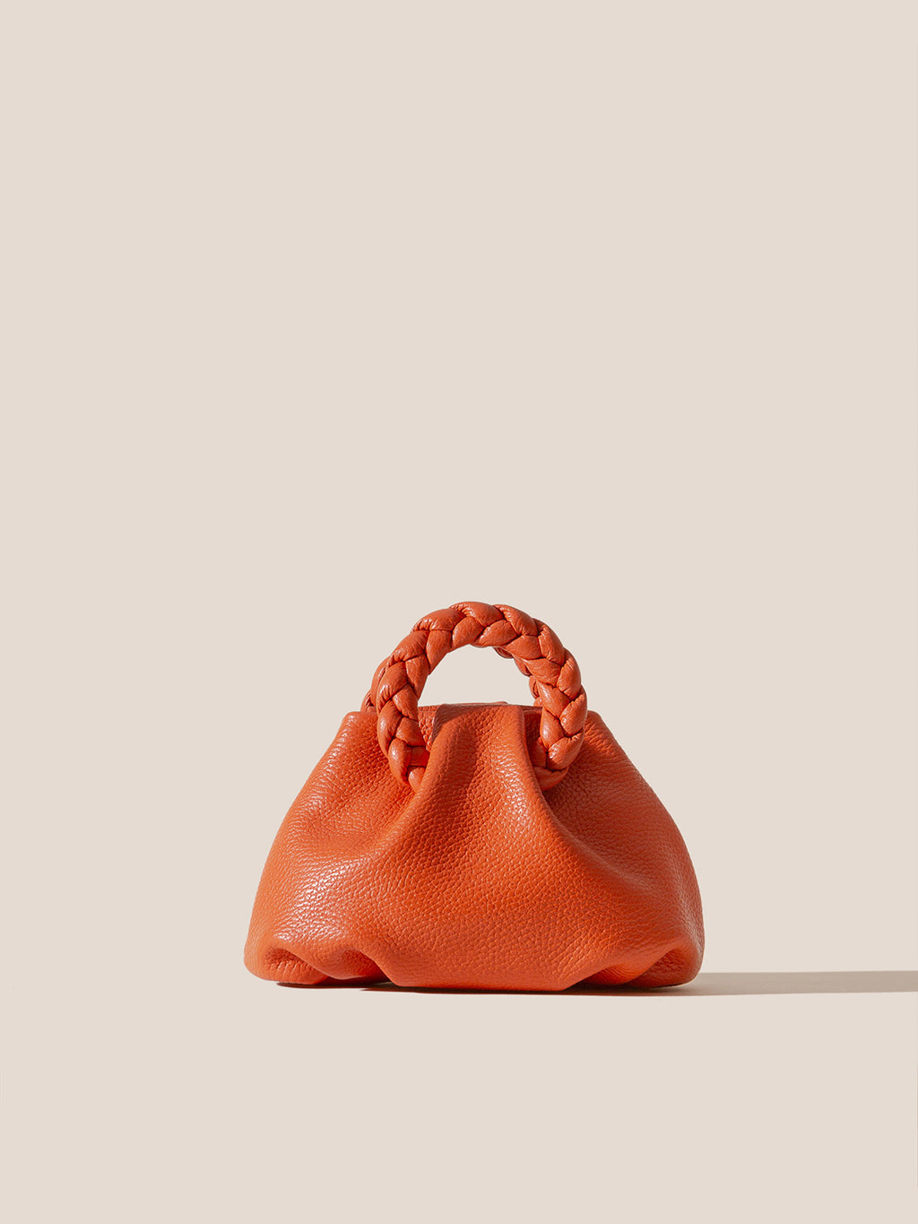 BOMBON GRAINY - Plaited-handle Leather Handbag