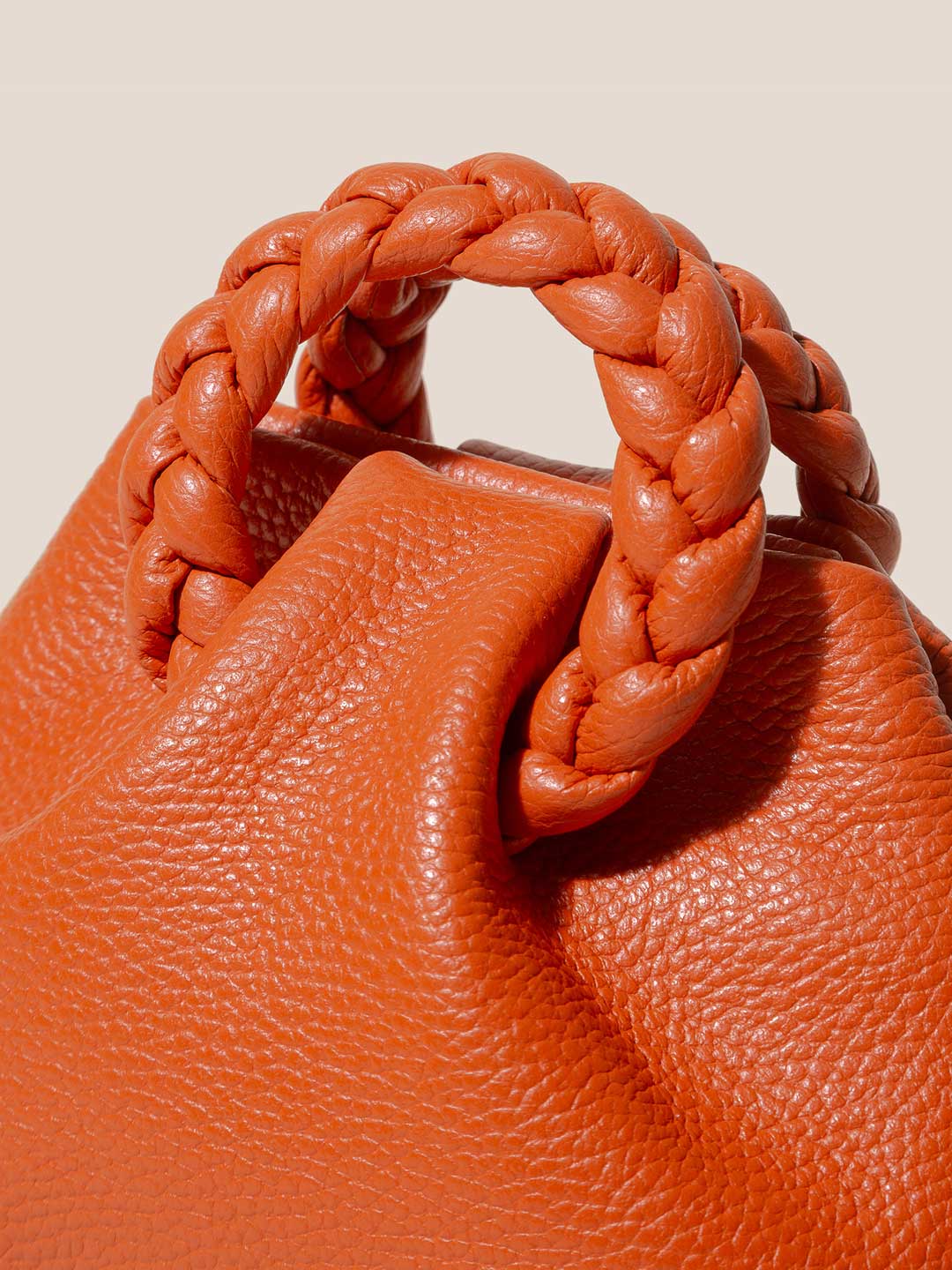 BOMBON GRAINY - Plaited-handle Leather Handbag