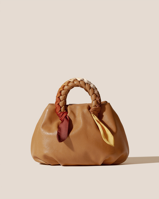 BOMBON M FOULARD - Plaited-handle Leather Handbag