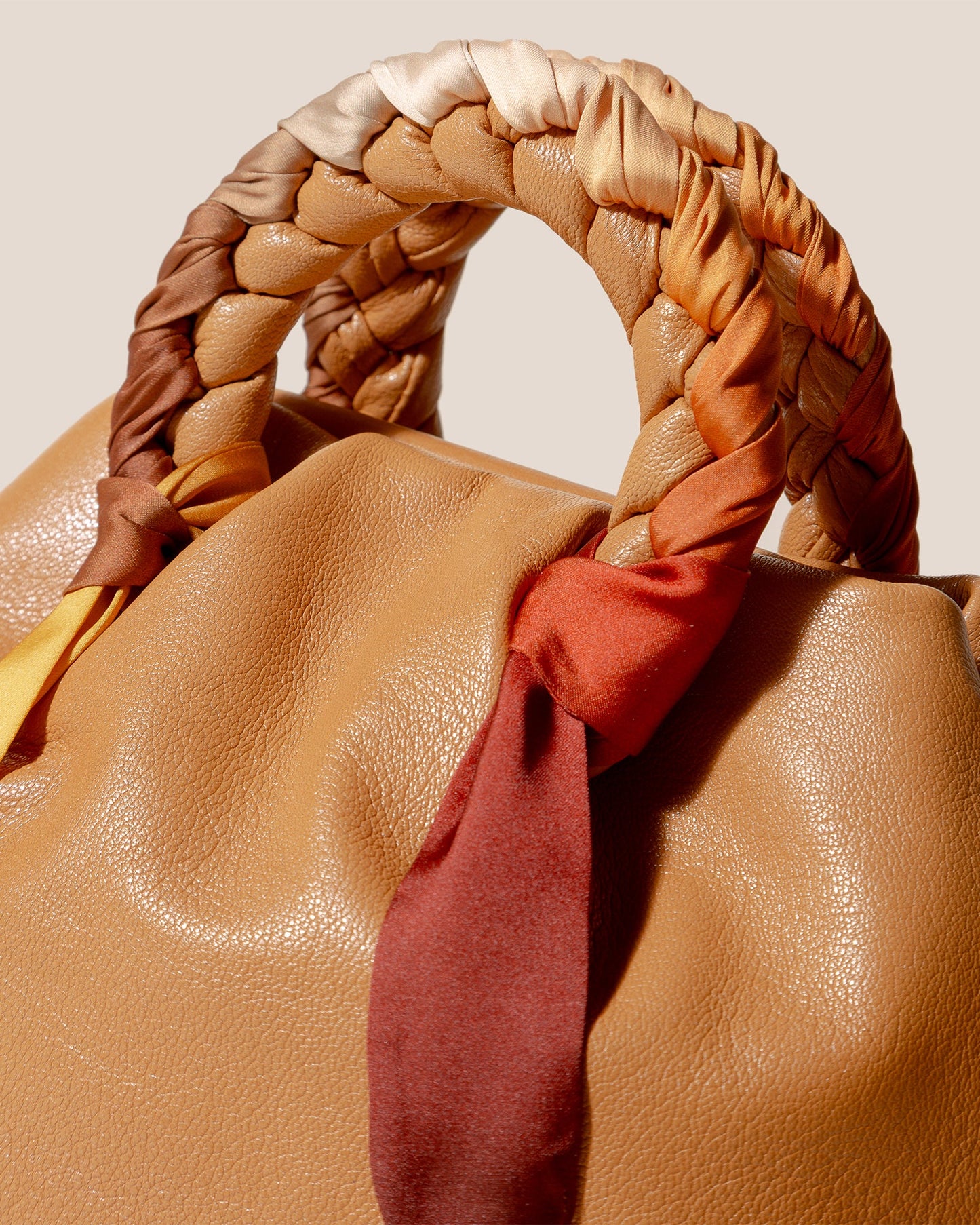 BOMBON M FOULARD - Plaited-handle Leather Handbag