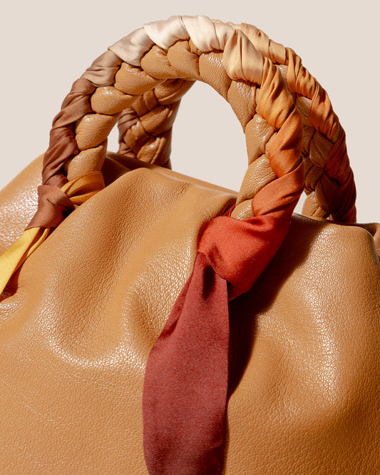 BOMBON M FOULARD - Plaited-handle Leather Handbag