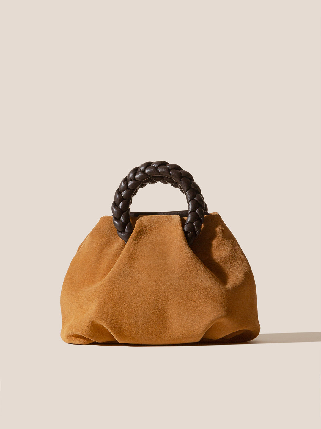 BOMBON M SUEDE - Medium Plaited-handle Leather Handbag