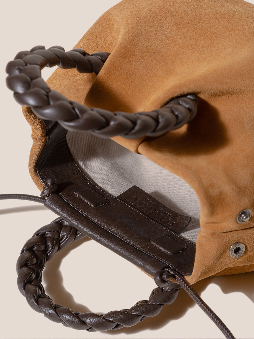 BOMBON M SUEDE - Medium Plaited-handle Leather Handbag