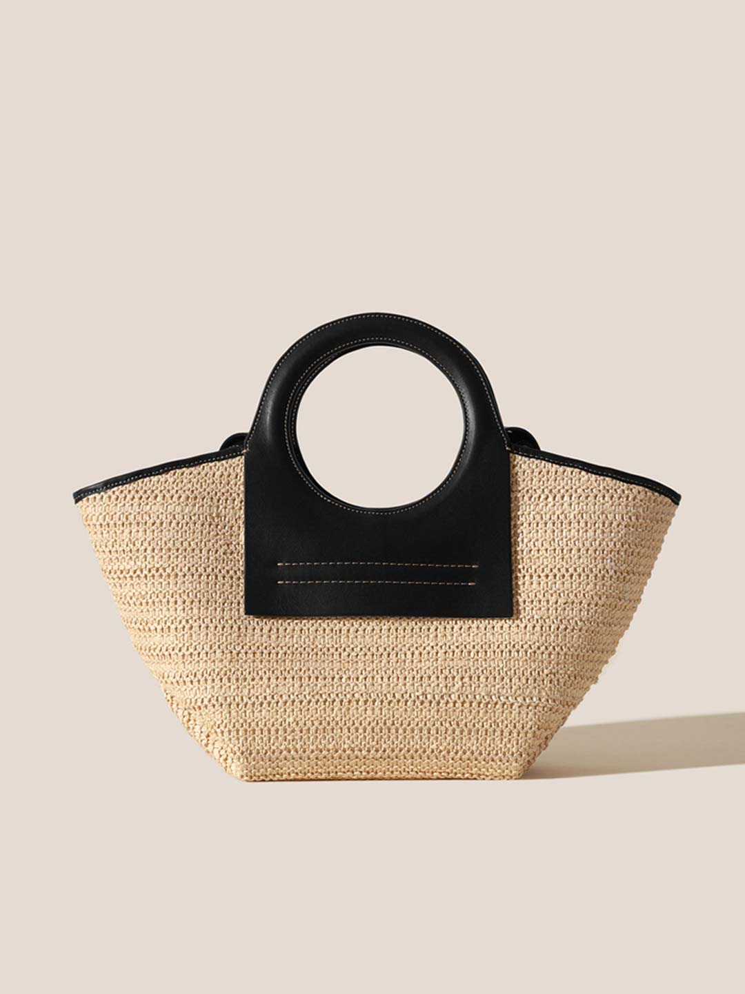 CALA S RAFFIA - Leather-trimmed Canvas Tote Bag