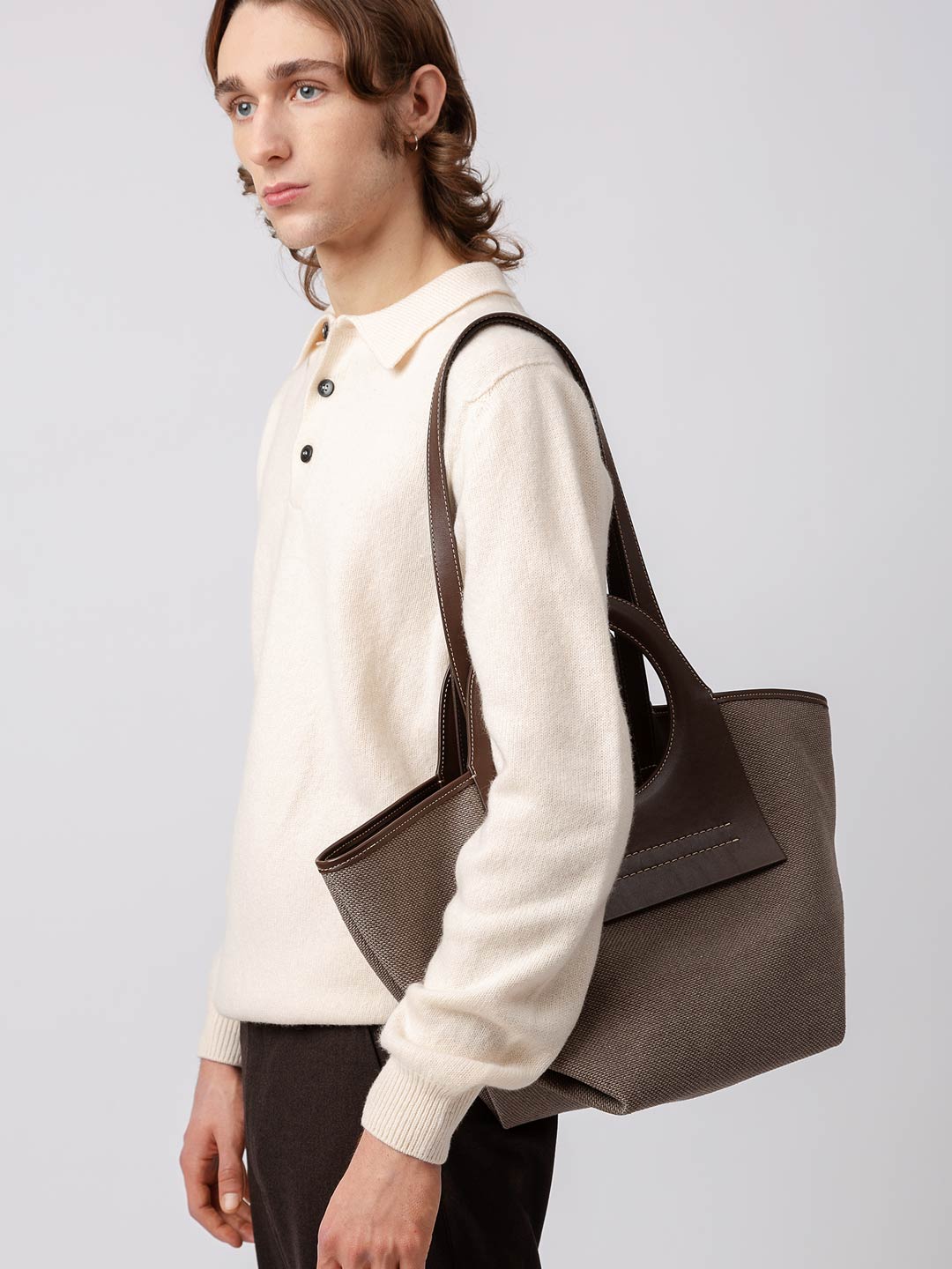 CALA S WINTER - Leather-trimmed Canvas Tote Bag