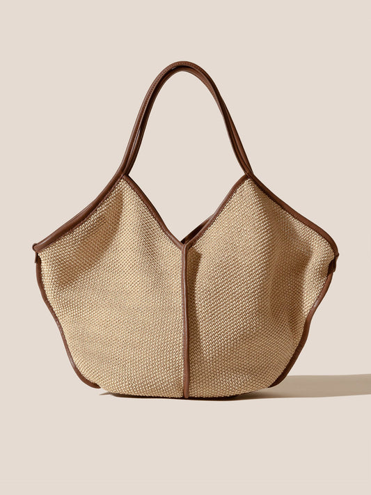CALELLA SOFT VISCOSE - Leather-trimmed Tote Bag