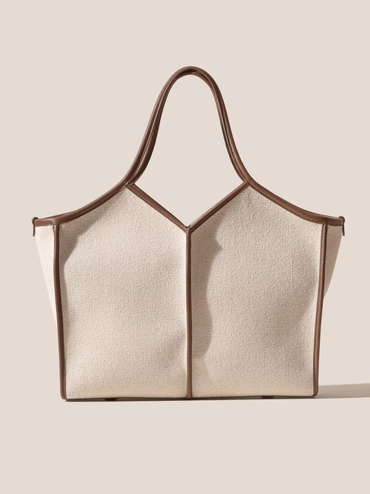 CALELLA SQUARED MEDIUM CANVAS - Leather-trimmed Tote Bag