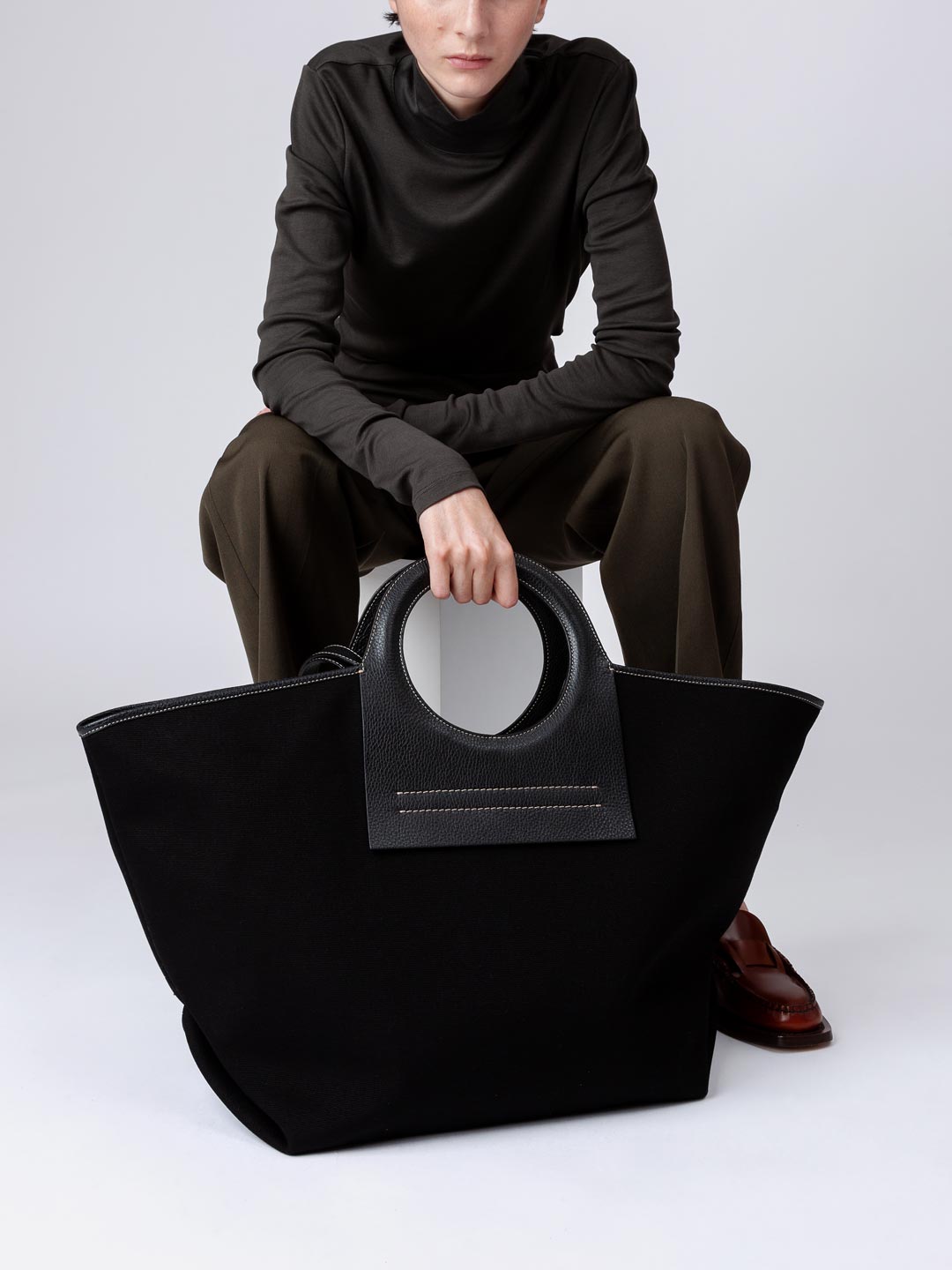 CALA L GRAINY - Leather-trimmed Canvas Tote Bag