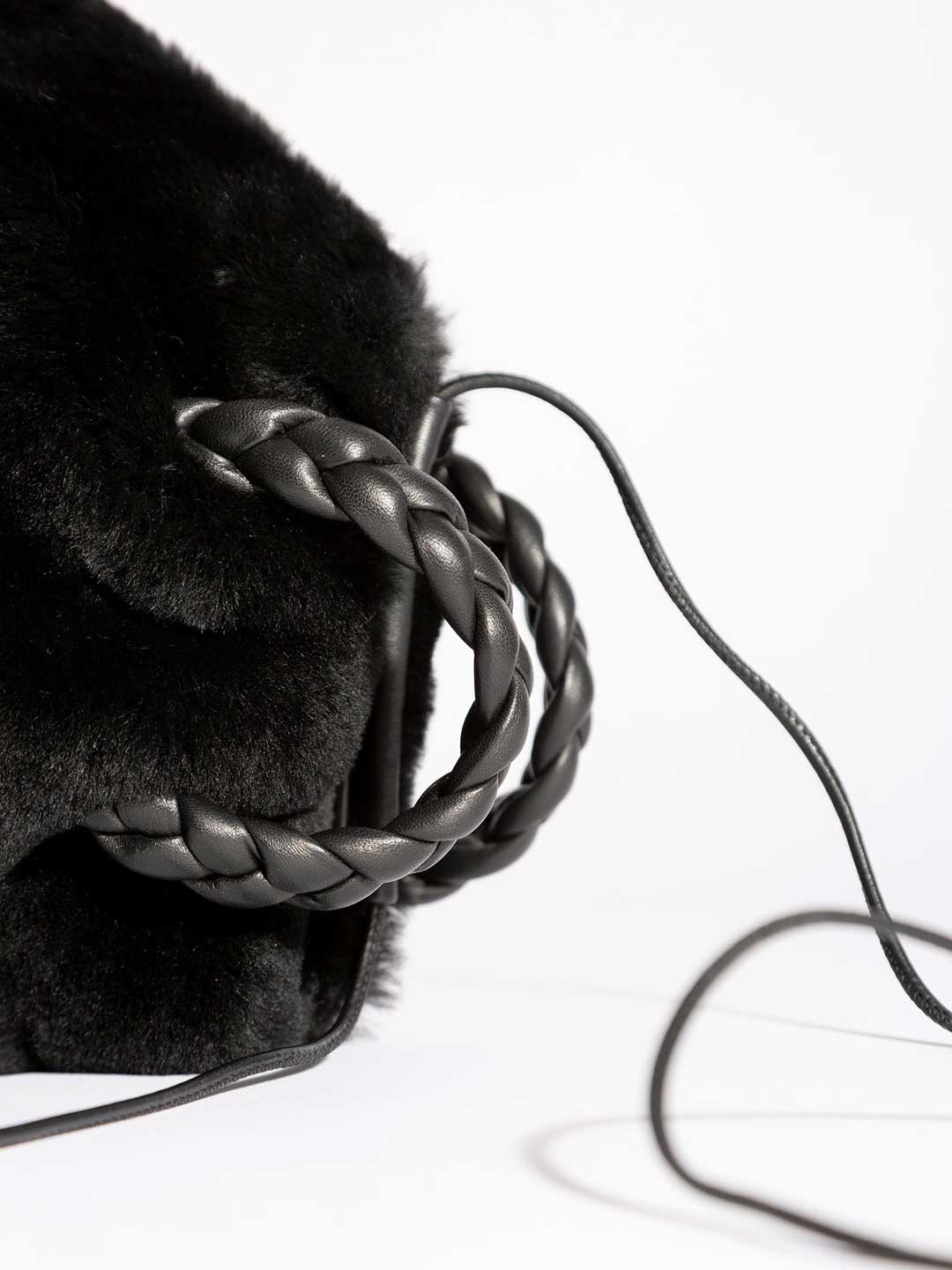 BOMBON SHEARLING - Small Plaited-handle Leather Crossbody Bag