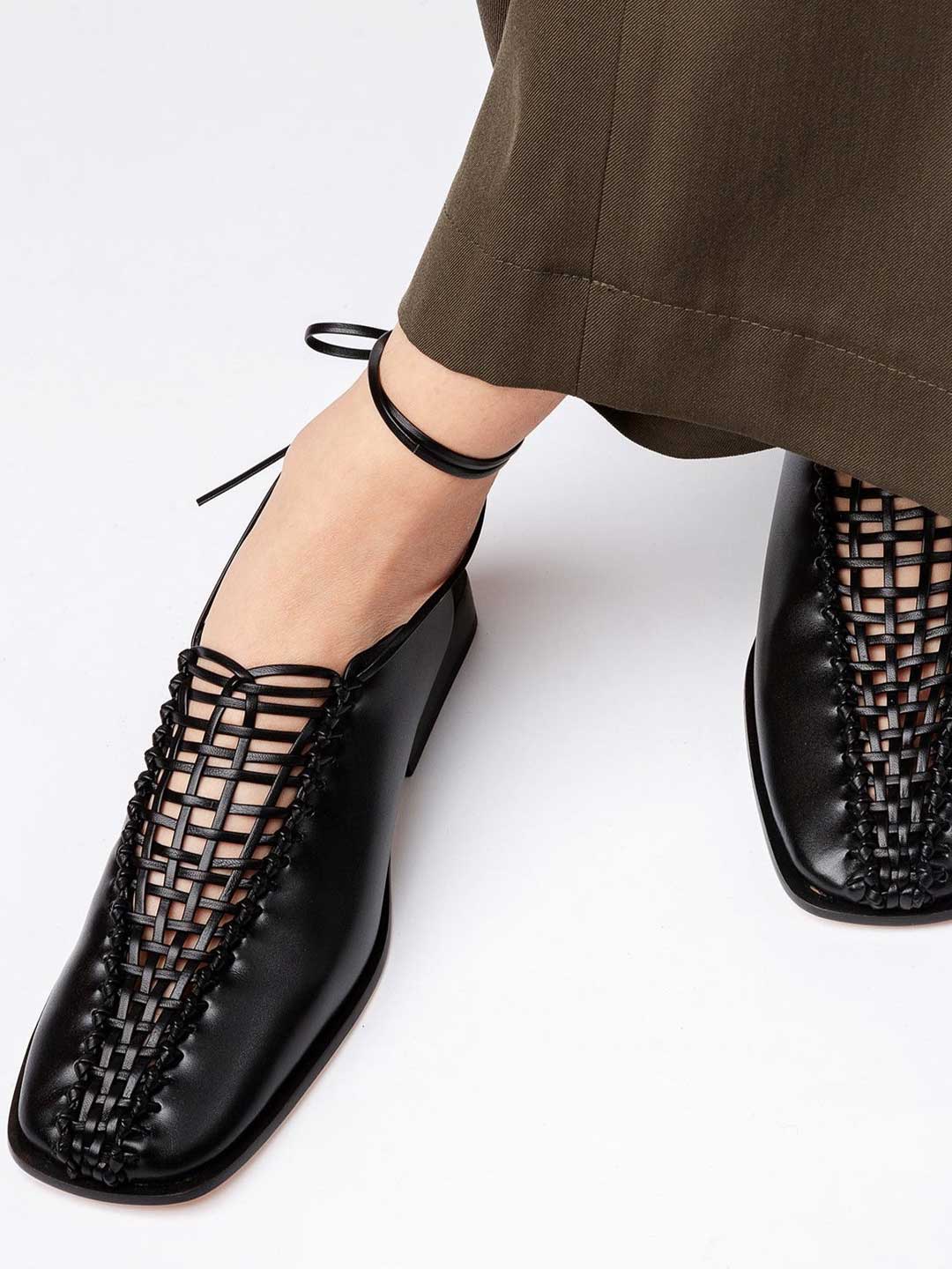 TONIA - Woven Ankle-Lace Mule