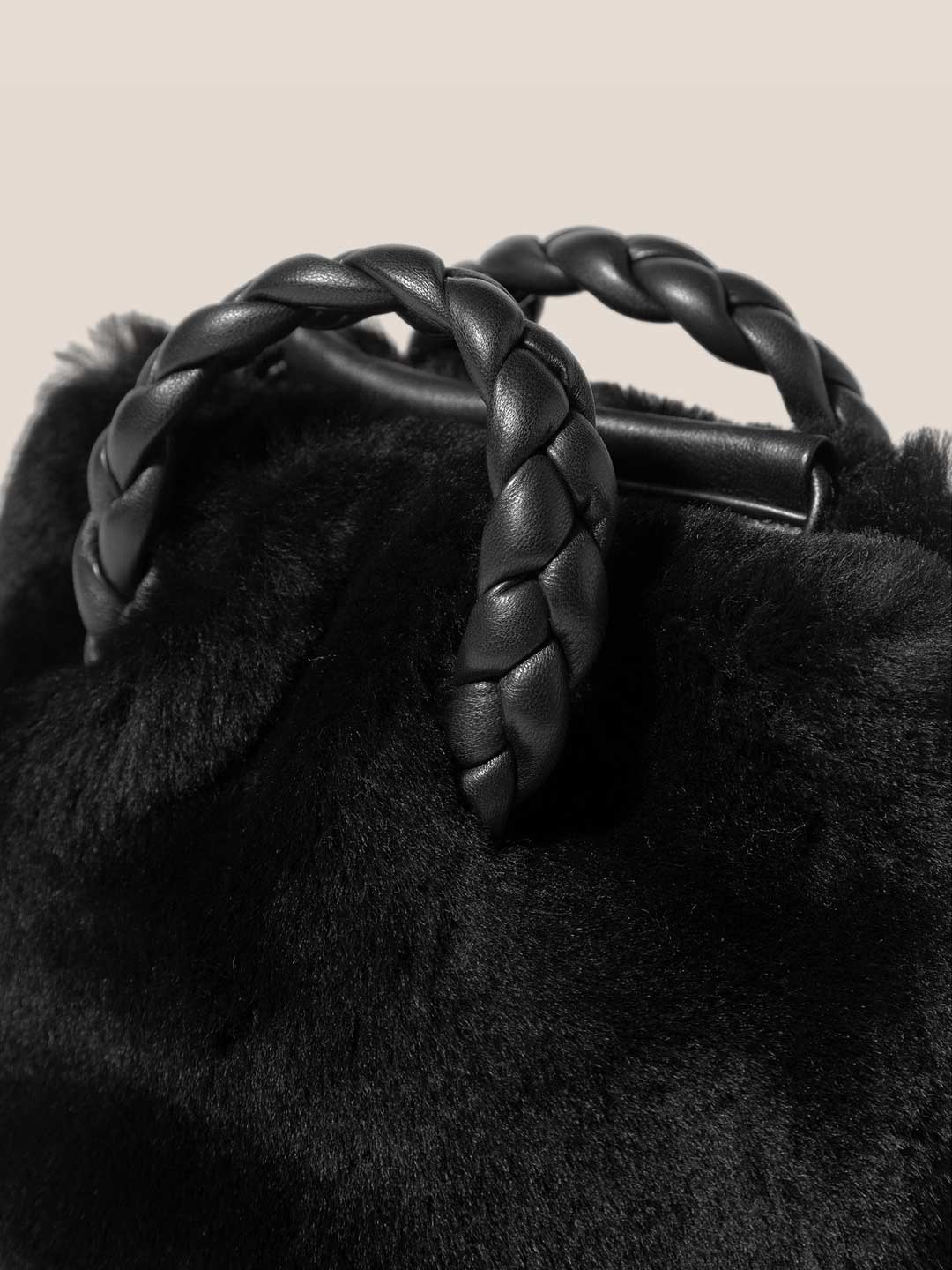 BOMBON SHEARLING - Small Plaited-handle Leather Crossbody Bag