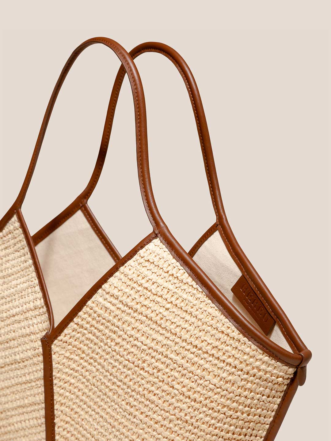 CALELLA RAFFIA - Leather-trimmed Tote Bag