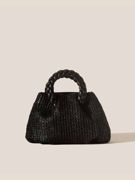 BOMBON M RAFFIA - Plaited-handle Leather Crossbody Bag