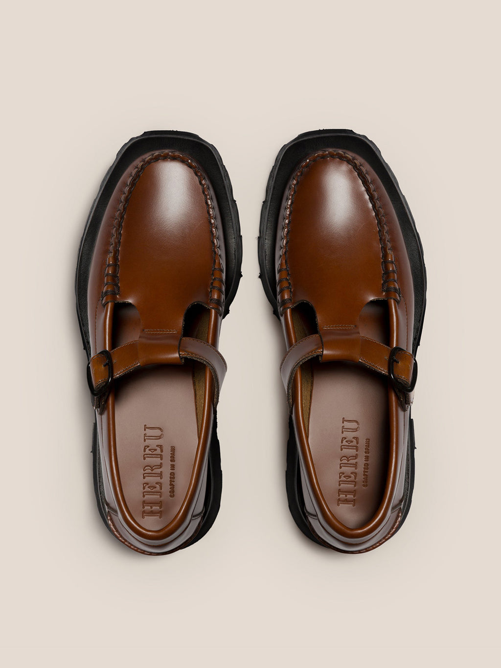 ALBER SPORT - Tread Sole T-Bar Loafers