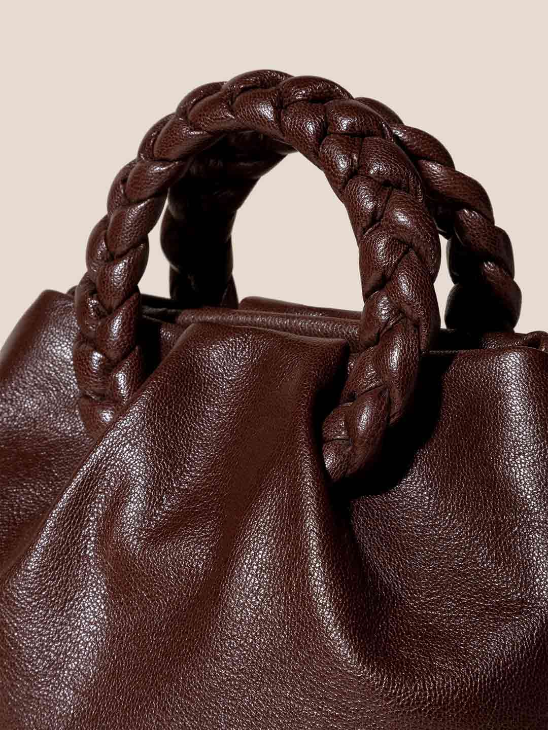 BOMBON M SUPPLE SHINY - Plaited-handle Leather Crossbody Bag