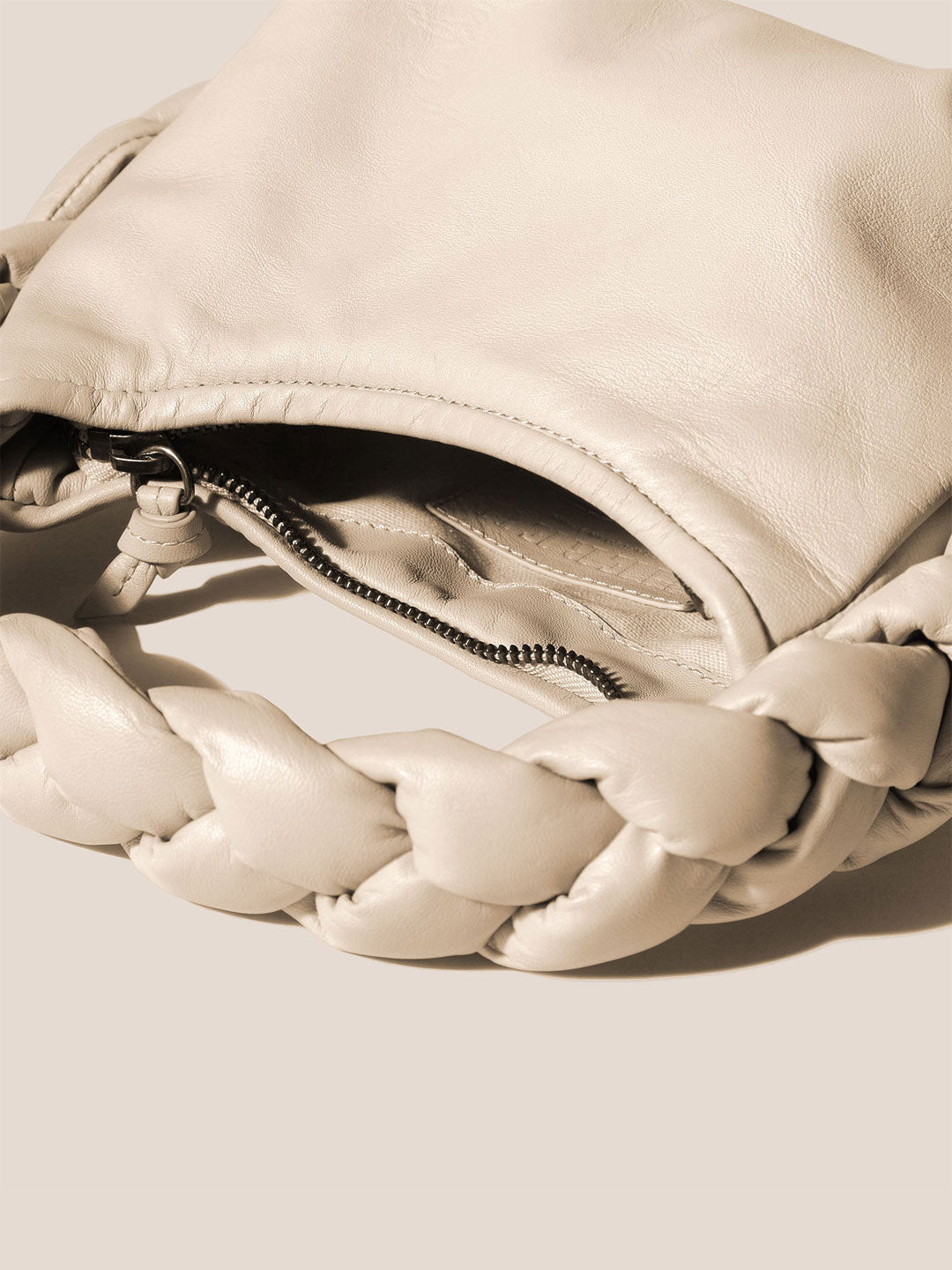 ESPIGA MINI - Plaited Padded-detail Shoulder Bag - Ivory - HEREU