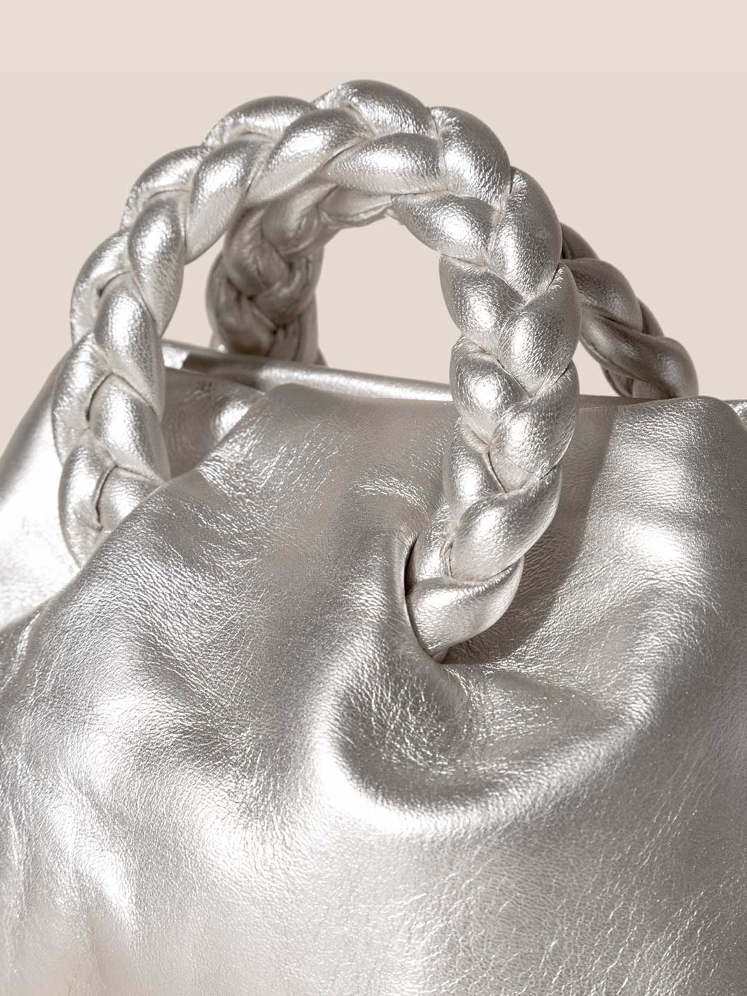 BOMBON METALLIC - Small Plaited-handle Leather Crossbody Bag