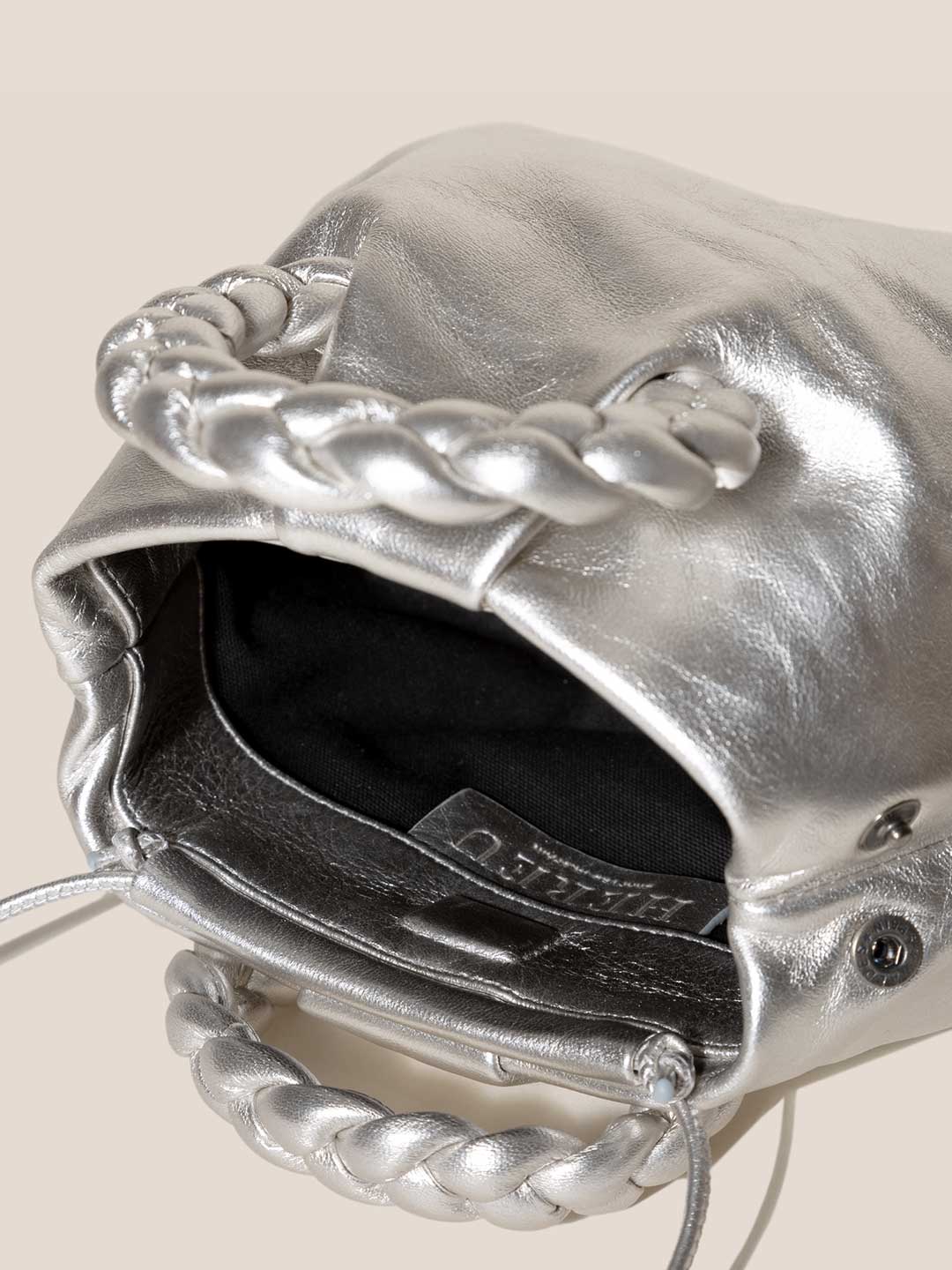 BOMBON METALLIC - Small Plaited-handle Leather Crossbody Bag BOMBON METALLIC - Small Plaited-handle Leather Crossbody Bag