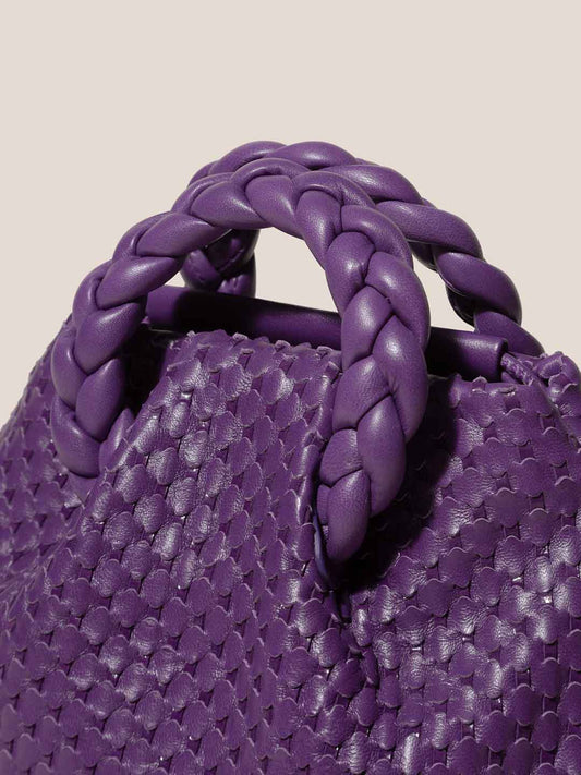 BOMBON WOVEN - Small Plaited-handle Leather Crossbody Bag