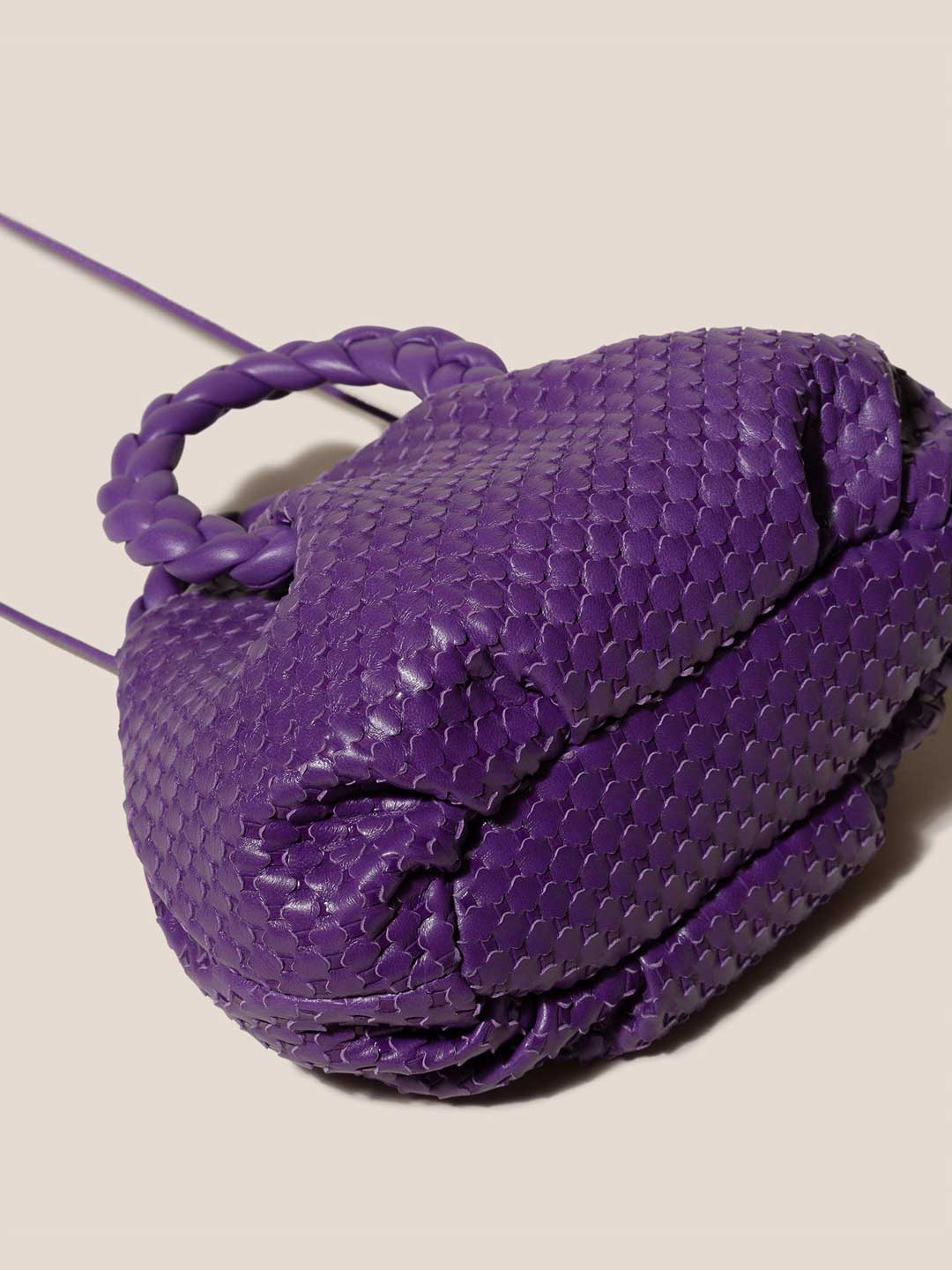 BOMBON WOVEN - Small Plaited-handle Leather Crossbody Bag