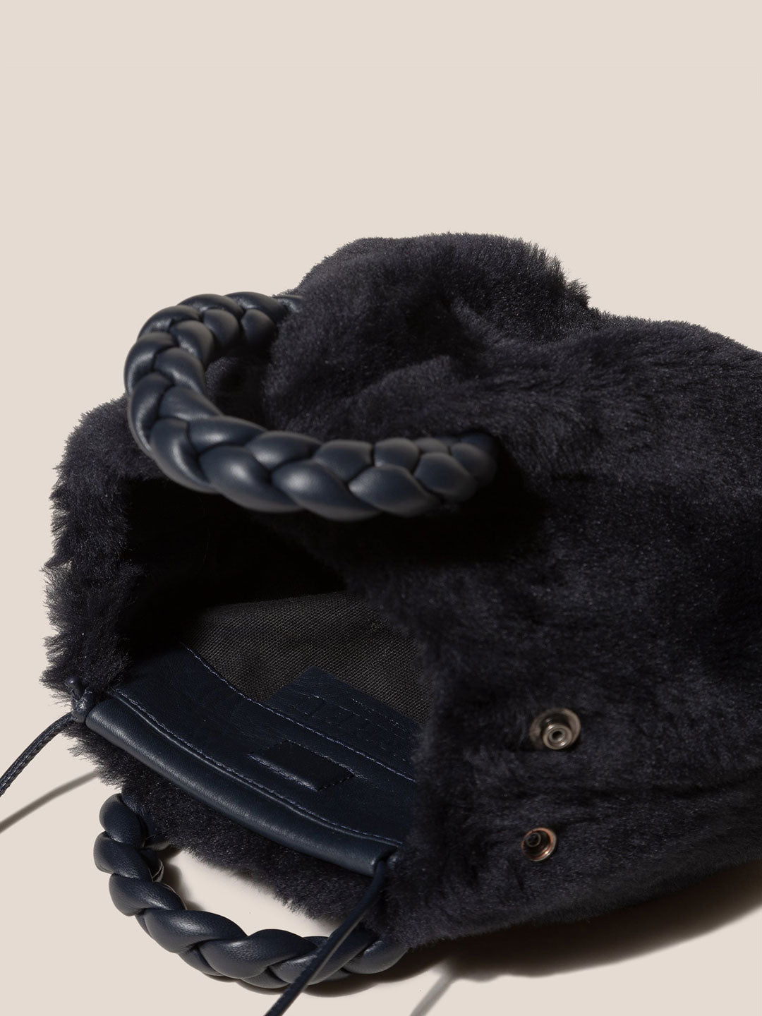 BOMBON SHEARLING - Small Plaited-handle Leather Crossbody Bag