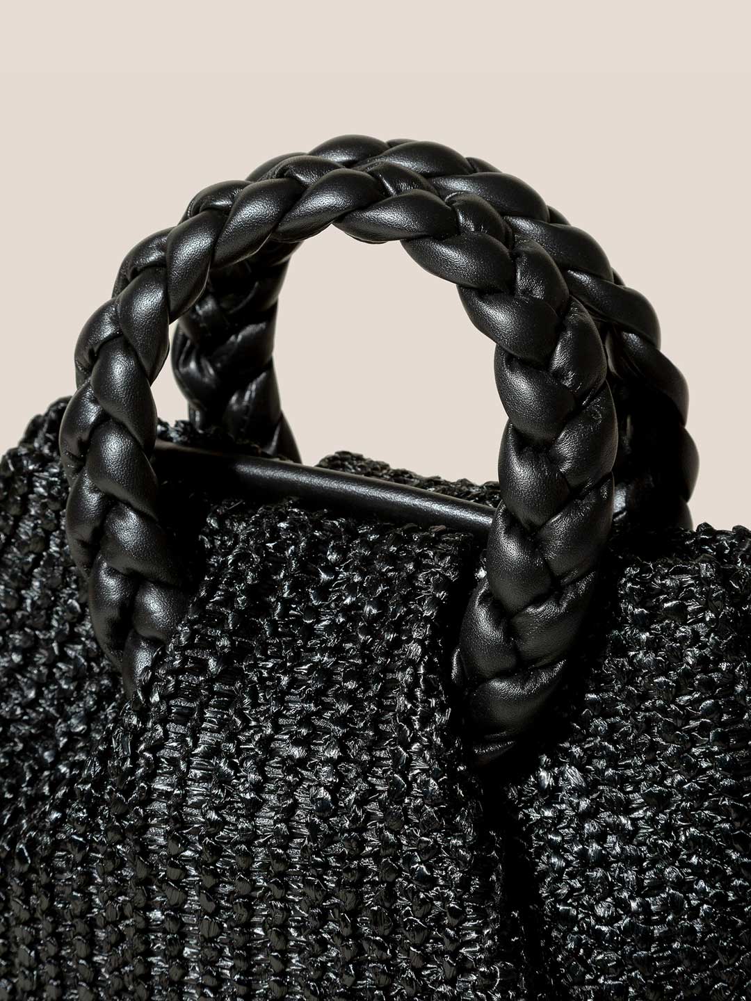 BOMBON M RAFFIA - Plaited-handle Leather Crossbody Bag