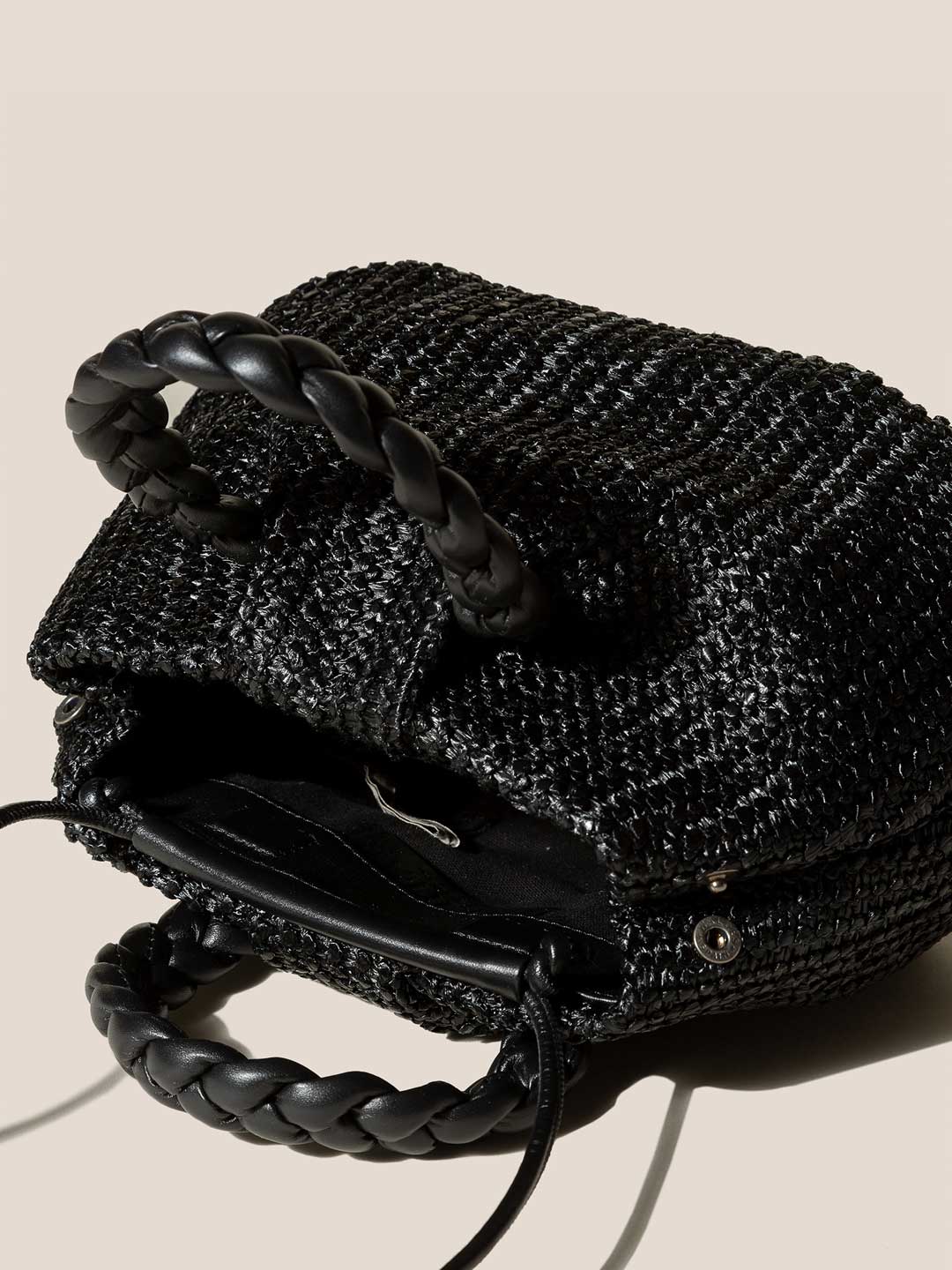 BOMBON M RAFFIA - Plaited-handle Leather Crossbody Bag