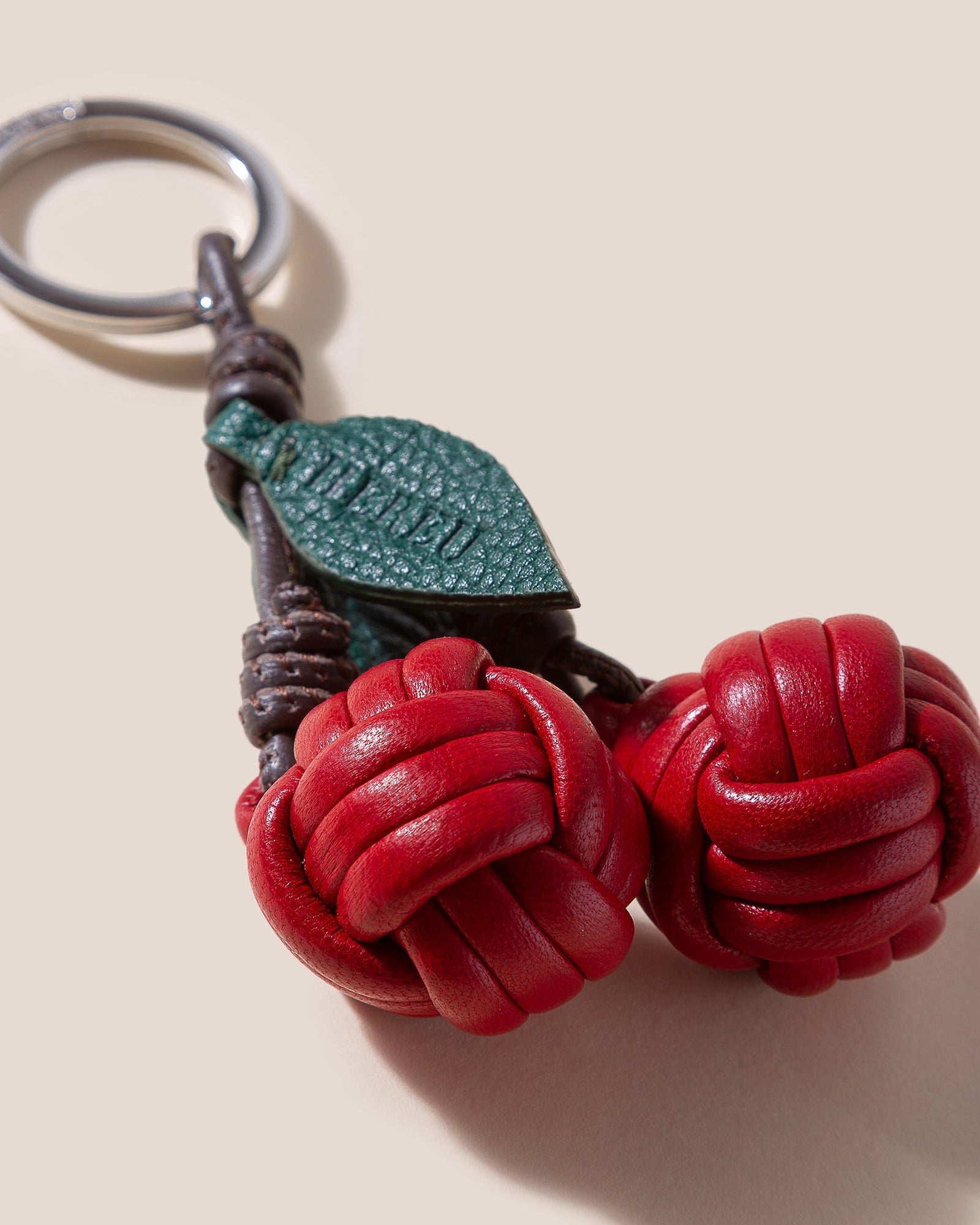 CIRERES - Hand-Knotted Cherries Leather Key Holder - HEREU JAPAN