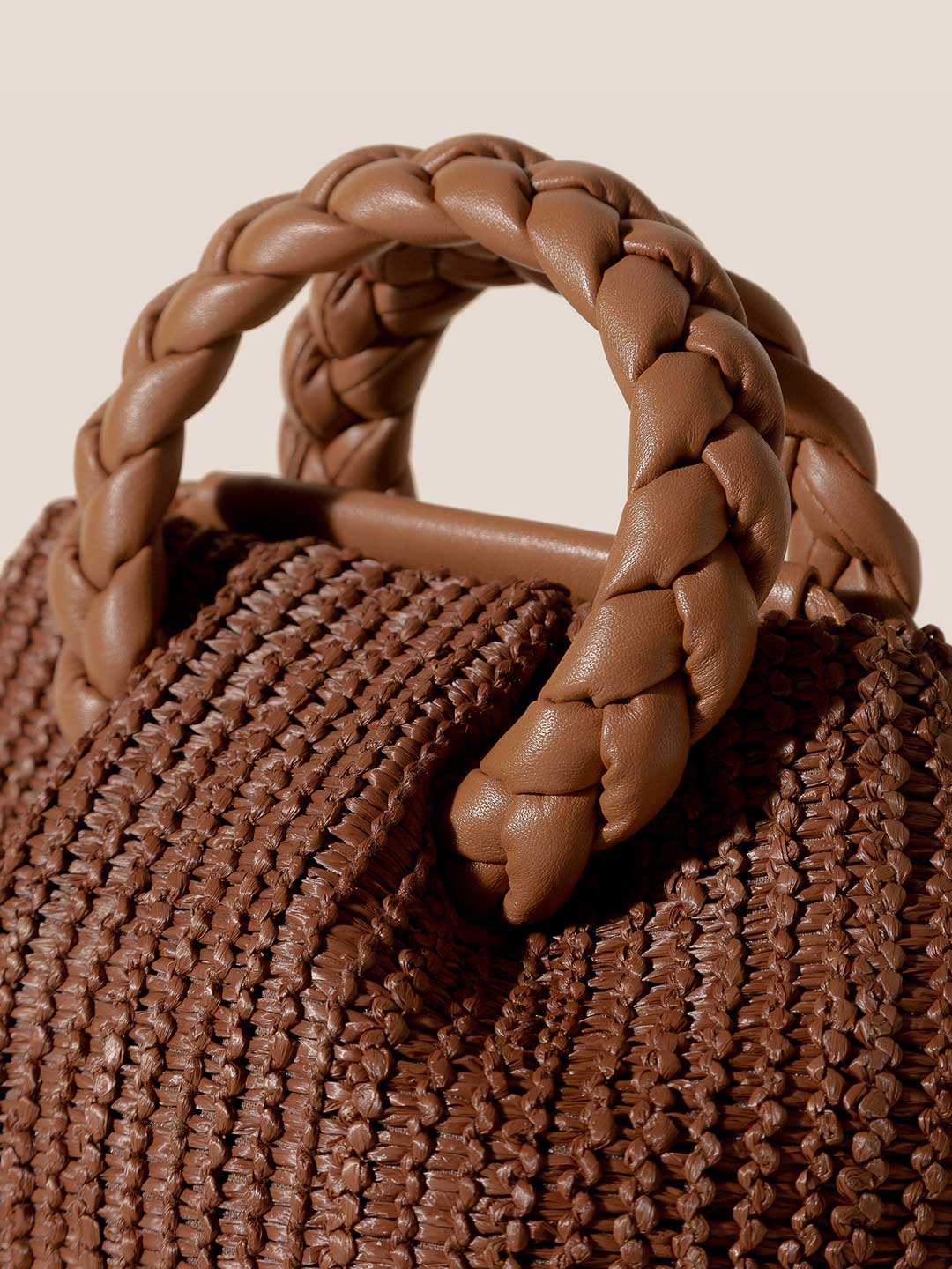 BOMBON M RAFFIA - Plaited-handle Leather Crossbody Bag