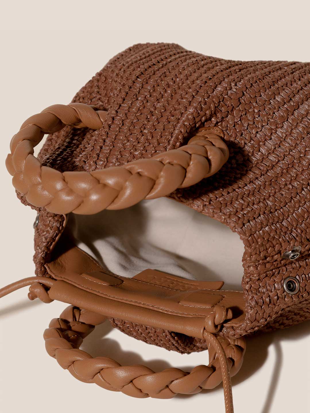 BOMBON M RAFFIA - Plaited-handle Leather Crossbody Bag – HEREU