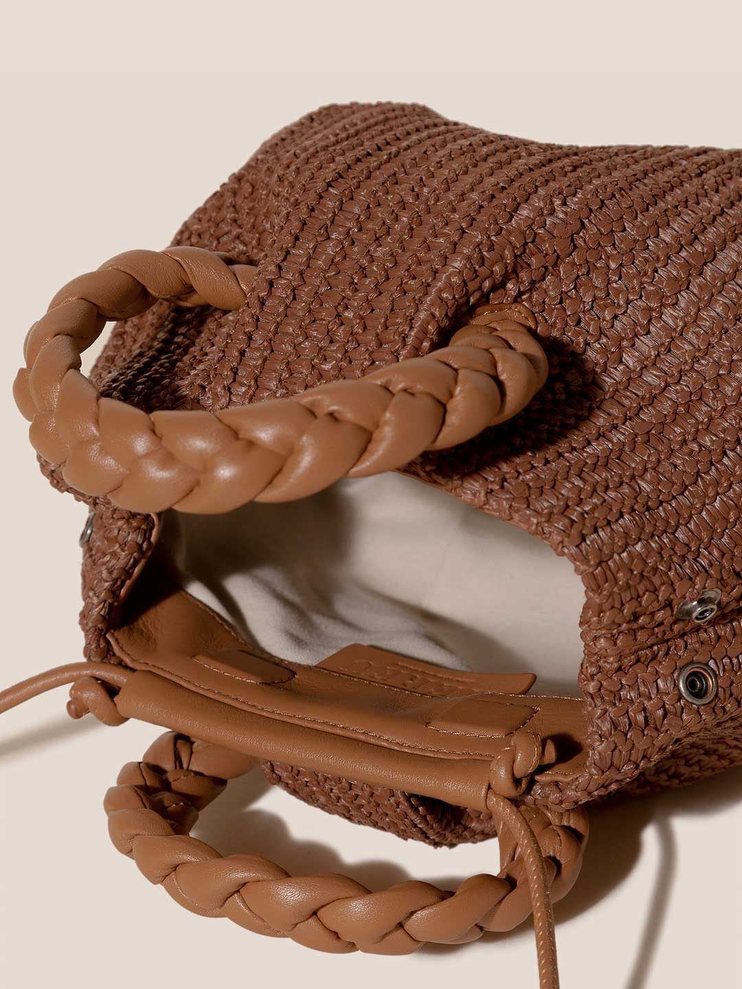 BOMBON M RAFFIA - Plaited-handle Leather Crossbody Bag