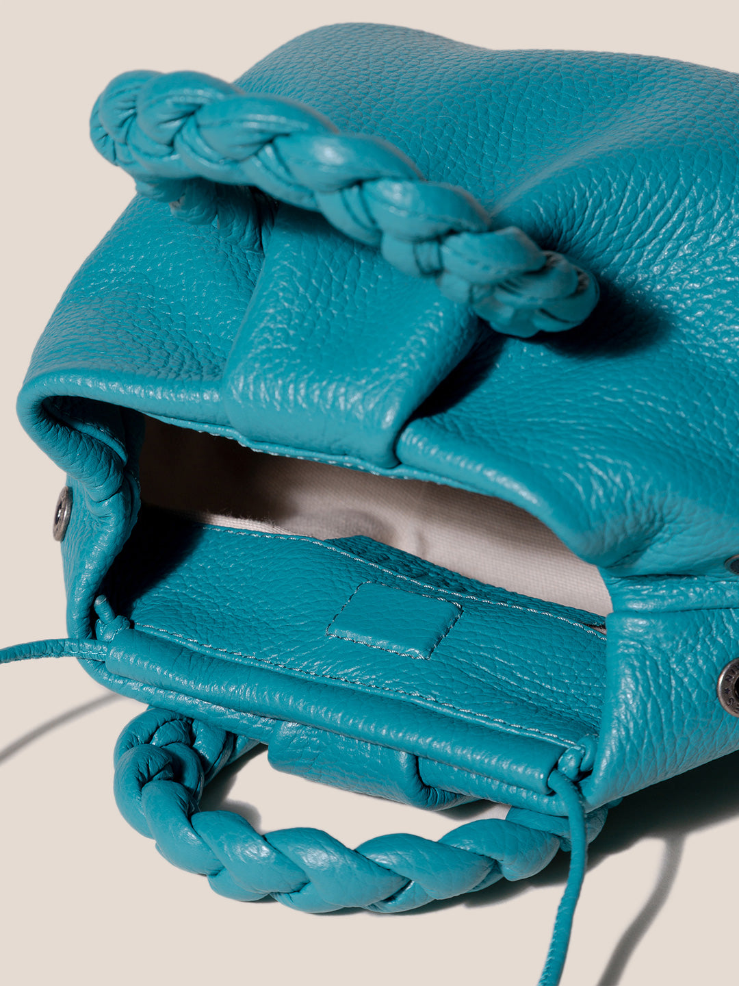 BOMBON GRAINY - Plaited-handle Leather Handbag