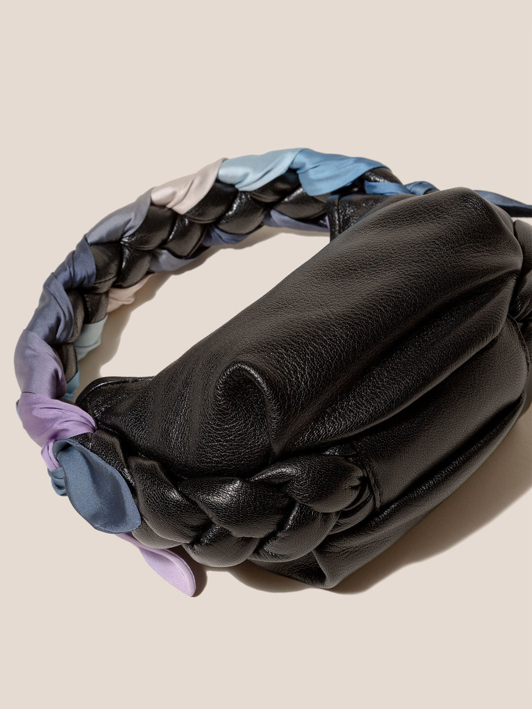 ESPIGA MINI FOULARD - Plaited Padded-detail Shoulder Bag - Black